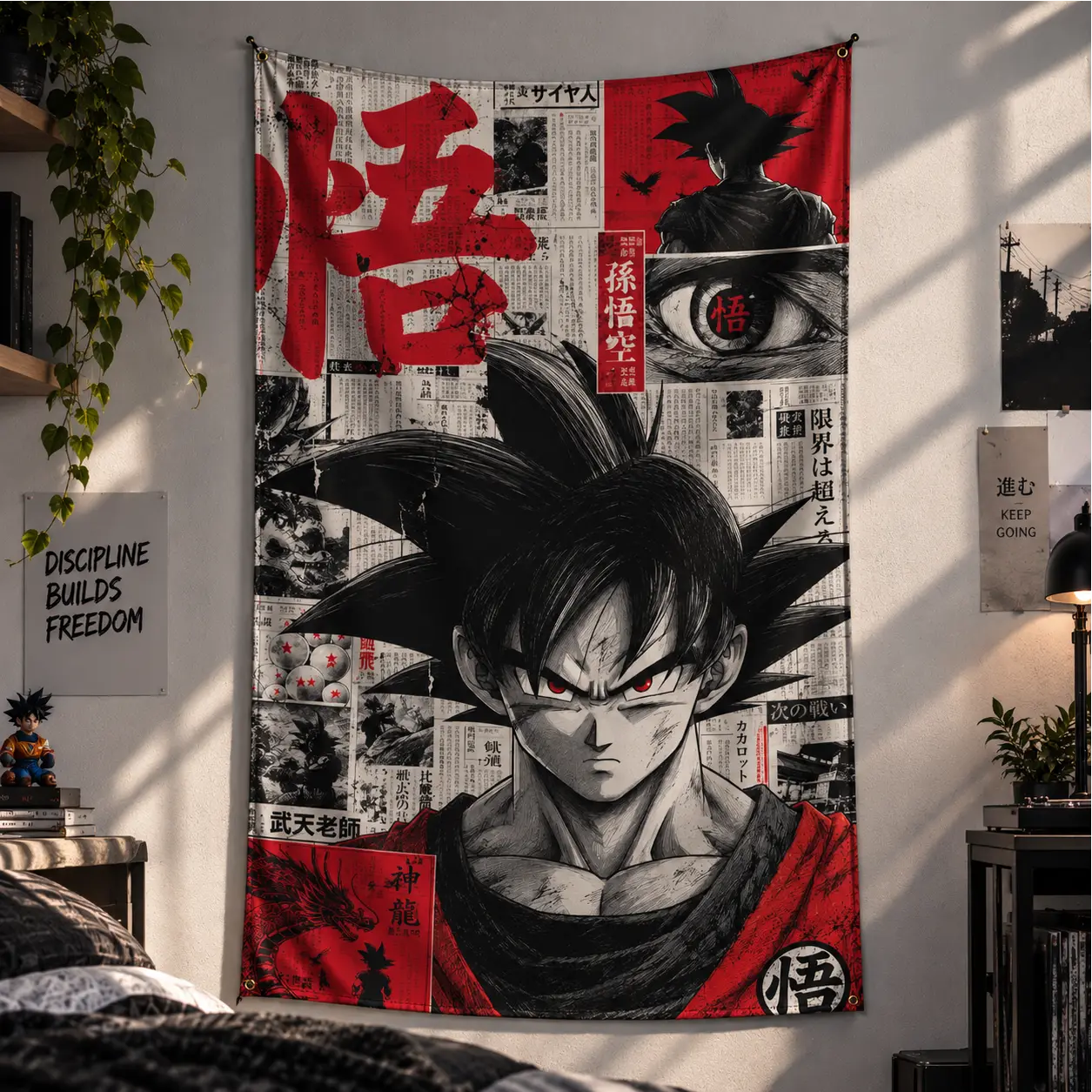 GOKU MANGA COLLAGE TAPESTRY — view 1