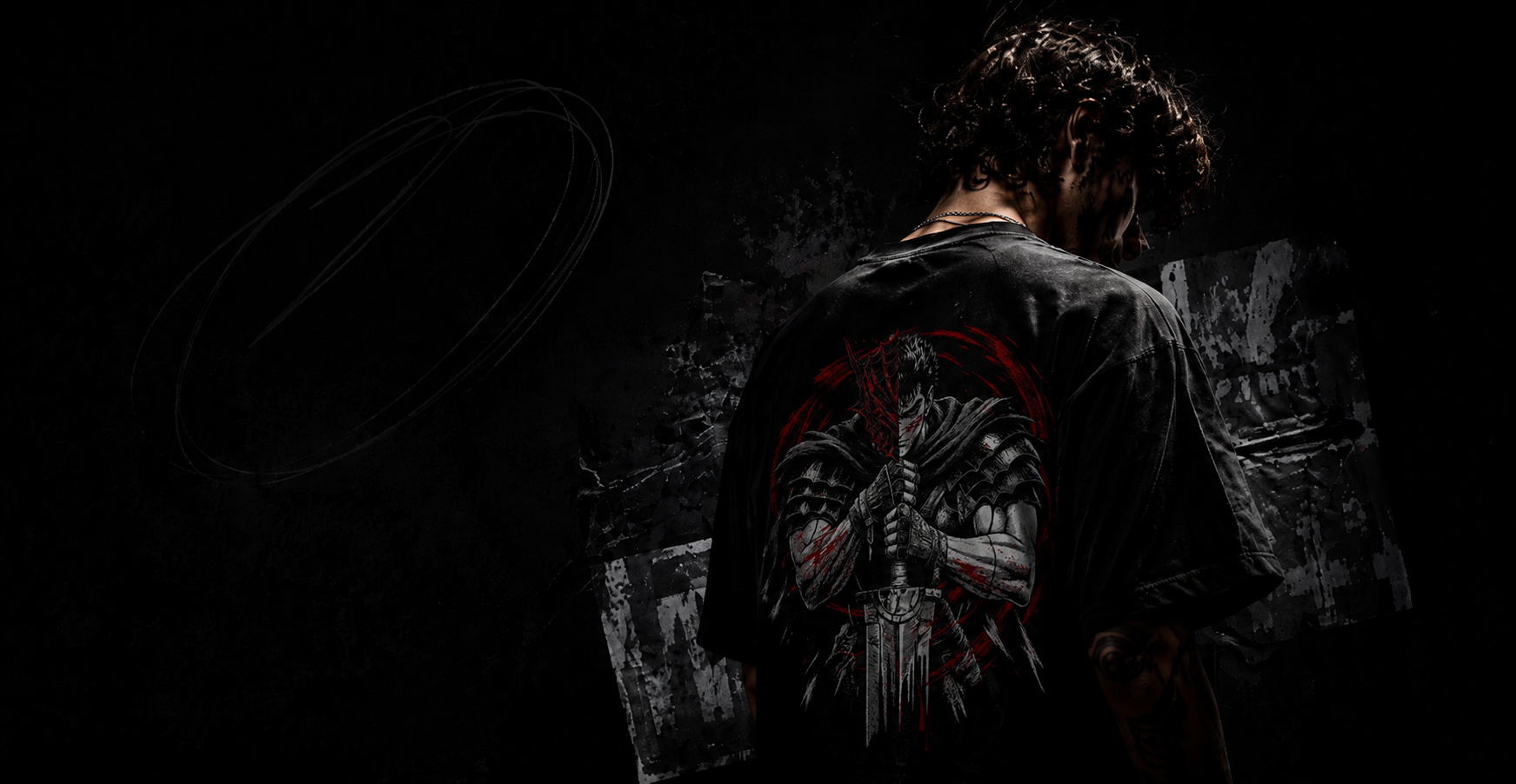 Model wearing an oversized Deez Prints graphic tee
